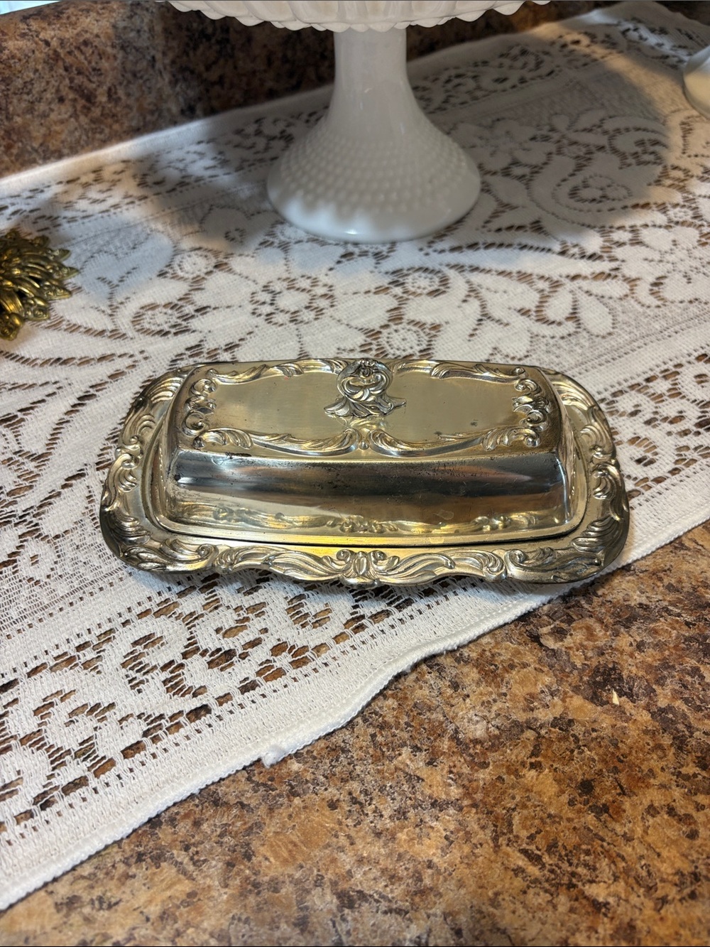 Vintage Ornate Silver Butter Dish - 142 Silver Plated